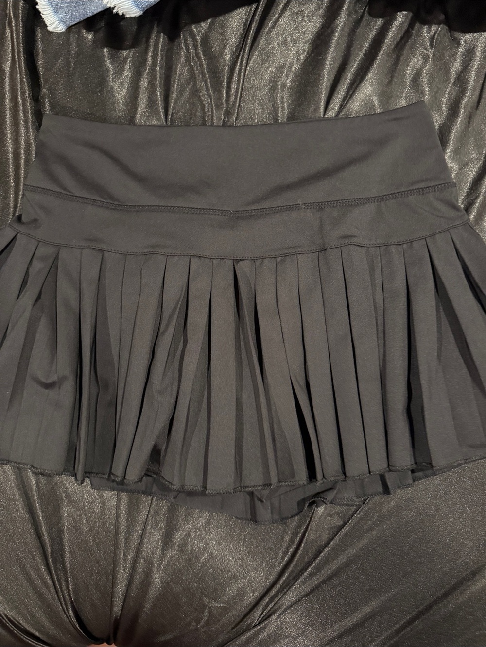 Black Pleated Women's Skort with Wide Waistband